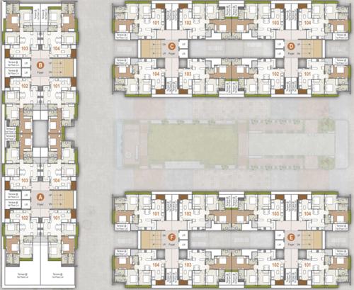  renown Block A+B+C+D+E+F Cluster Plan from 1st to 8th Floor
