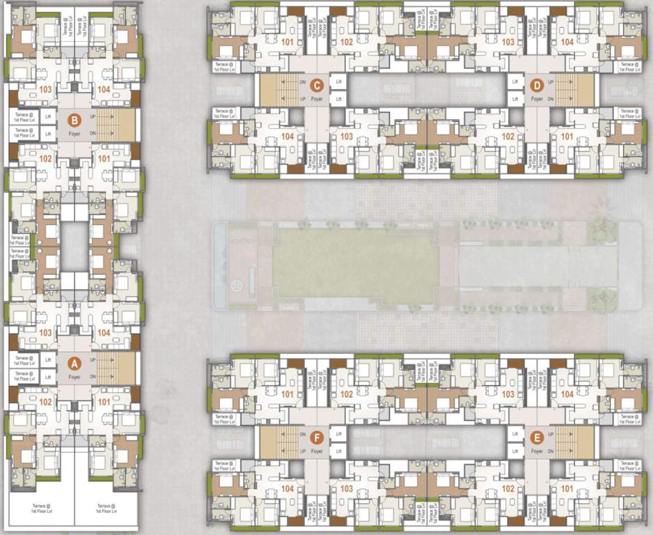  renown Block A+B+C+D+E+F Cluster Plan from 1st to 8th Floor
