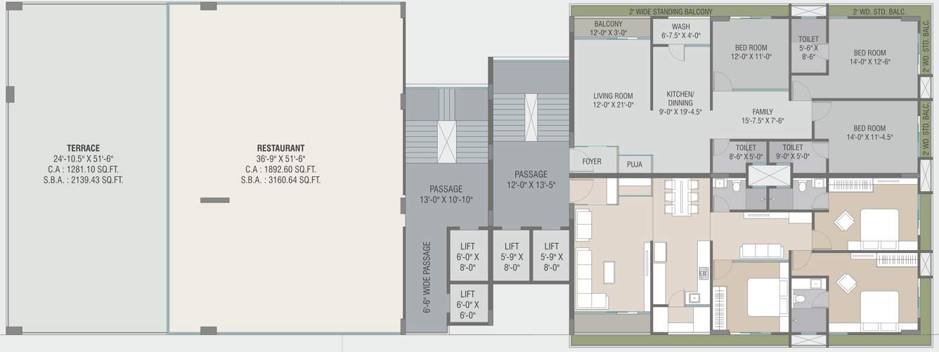  aura memories Tower Typical Cluster Plan For 7th Floor