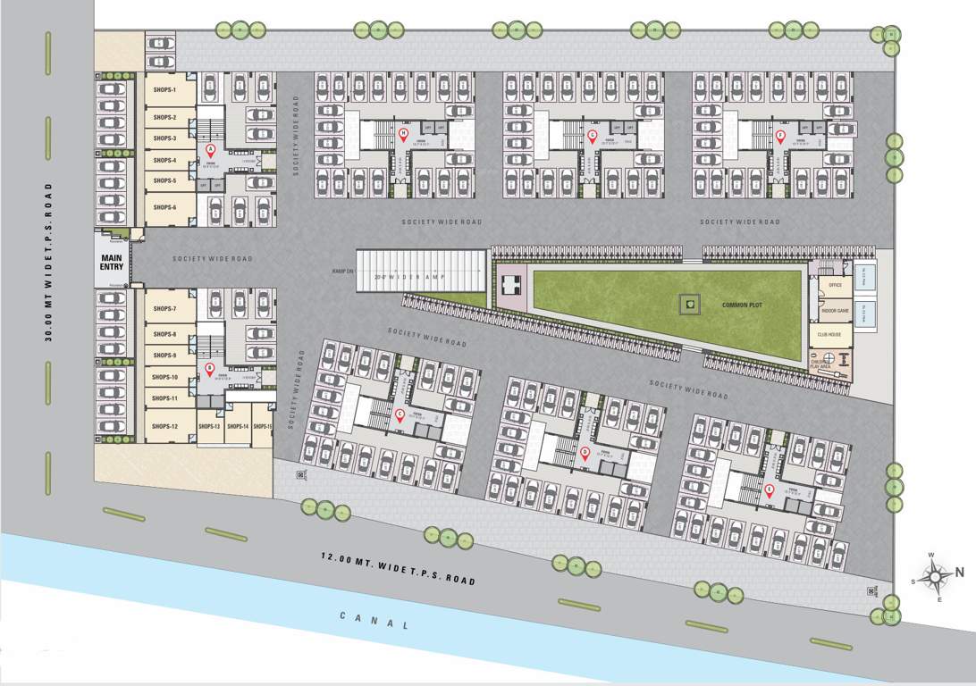  karnavati apartment 6 Block A,B,C,D,E,F,G,H Ground Floor Cluster Plan