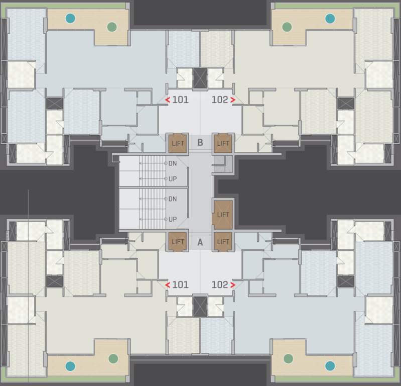  the gold Block A and Block B Cluster Plan for 1,6,10,14 Floor