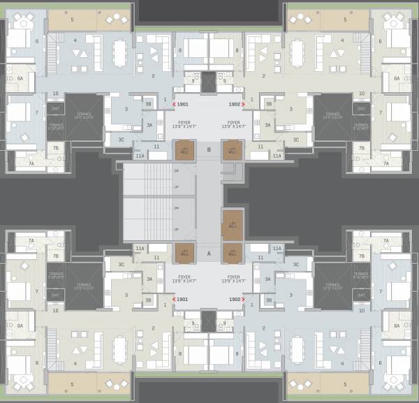  the-gold Block A and Block B Cluster Plan for 19th Floor