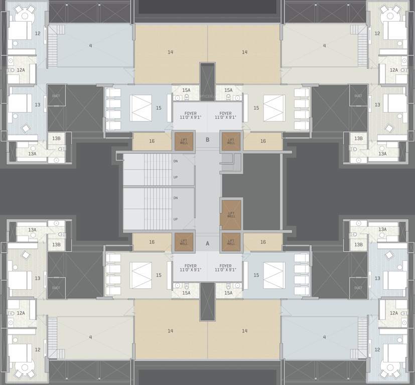 the gold Block A and Block B Cluster Plan for 20th Floor