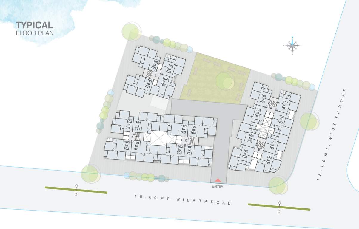  shree siddheshwar highview Block A, Block B, Block C, Block D, Block E  Cluster Plan from 1st to 7th Floor