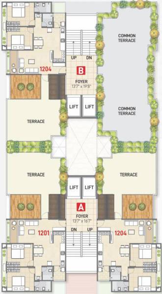  sahajanand-shine Block A+B Cluster Plan for 12th Floor