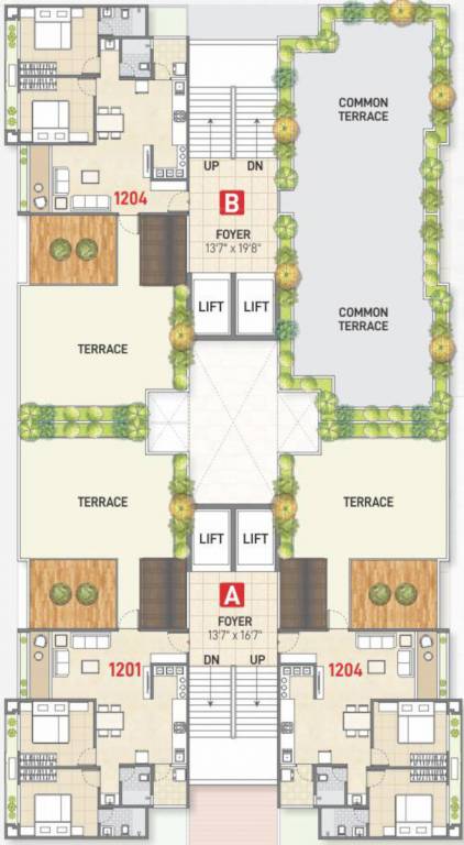 sahajanand shine Block A+B Cluster Plan for 12th Floor