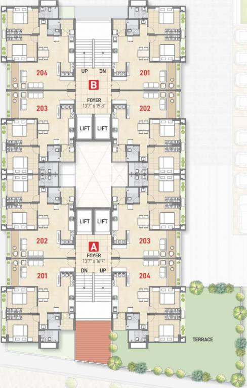  sahajanand shine Block A+B Cluster Plan for 2nd Floor