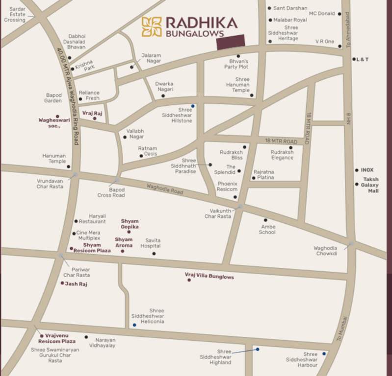  radhika bunglows Location Plan