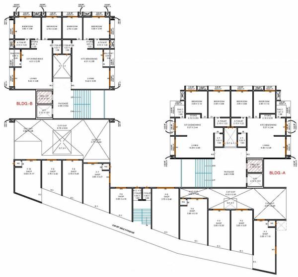  shubham-heights A, B Typical Cluster Plan For 1st Floor