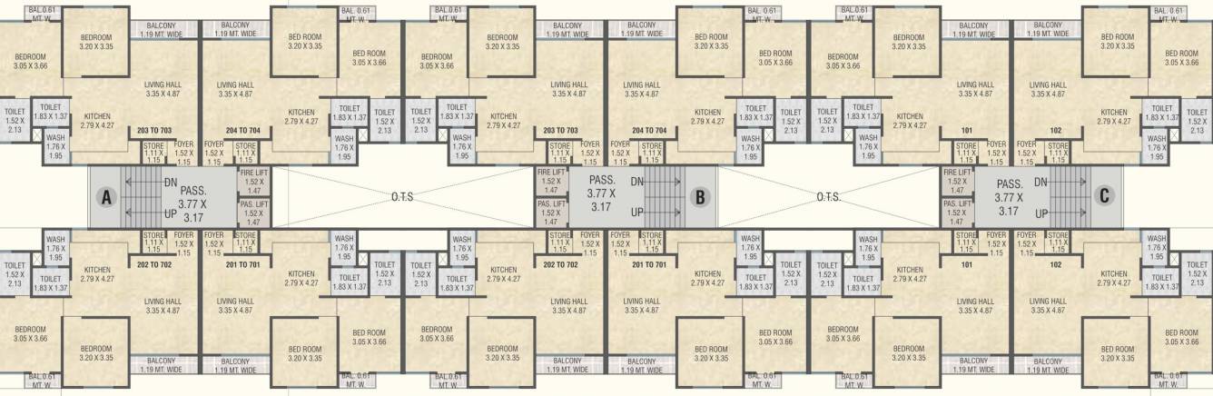 landmark A+B+C Cluster Plan From 2nd To 7th Floor