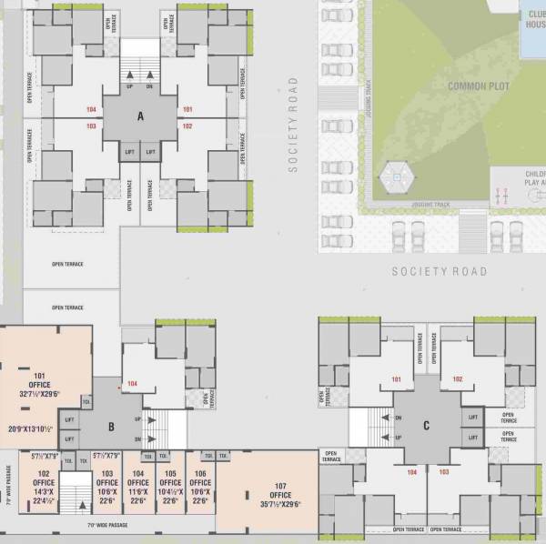  maple-heights A,B,C Cluster Plan For 1st Floor