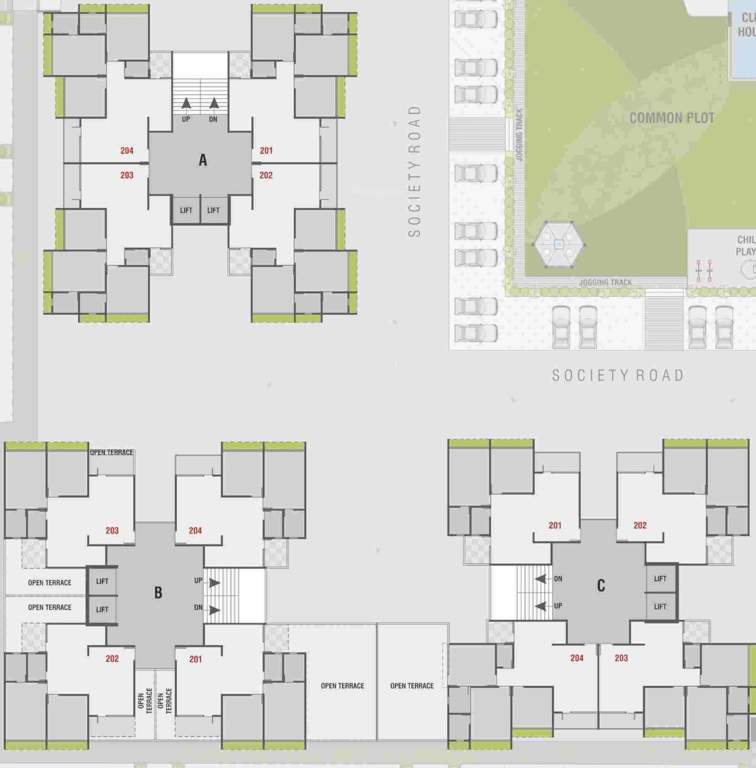  maple heights A,B,C  Cluster Plan For 2nd Floor