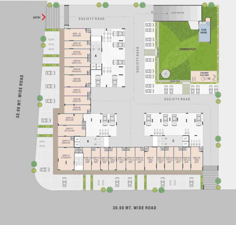  maple heights A,B,C  Cluster Plan For Ground Floor