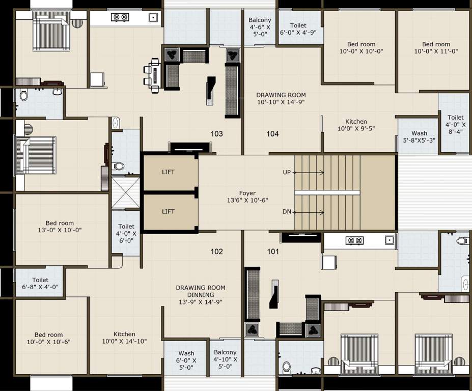  status Block A Cluster Plan from 1st to 7th Floor