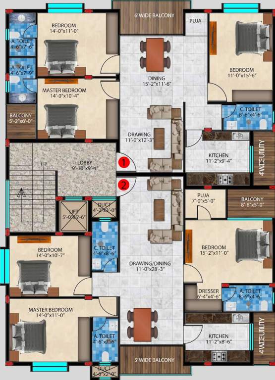 exotica Exotica Cluster Plan from 1st to 4th Floor