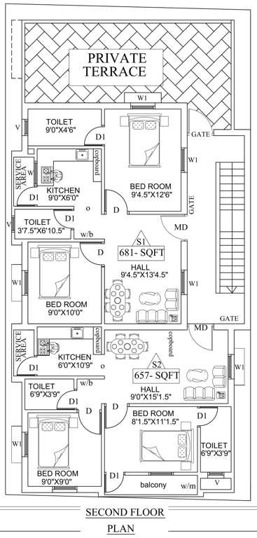  suriyaa apartments Suriyaa Apartments Cluster Plan for 2nd Floor