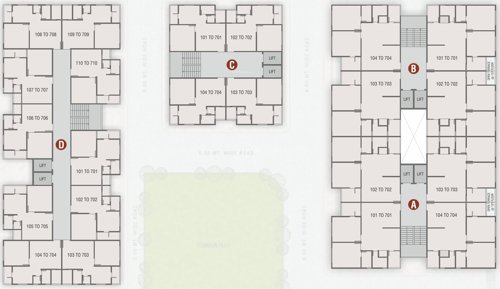  heights Block A To Block D Cluster Plan from 1st to 7th Floor