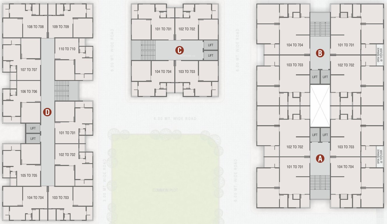  heights Block A To Block D Cluster Plan from 1st to 7th Floor