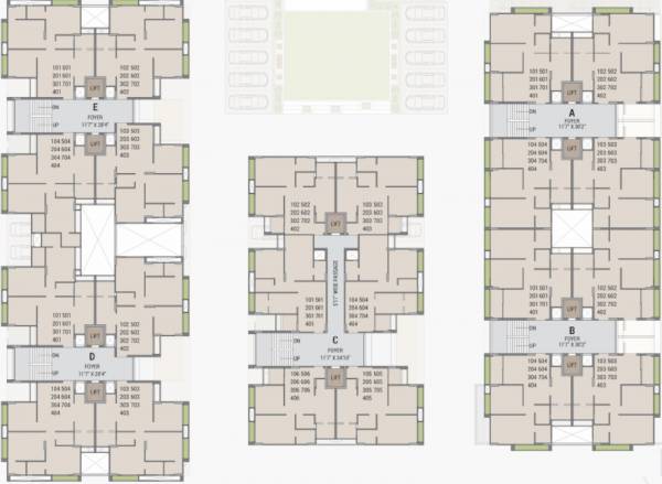  vishala-residency Block A, B, C, D and E Cluster Plan from 1st to 7th Floor