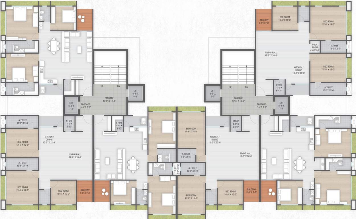  paramount Block A+B Cluster Plan from 1st to 13th Floor