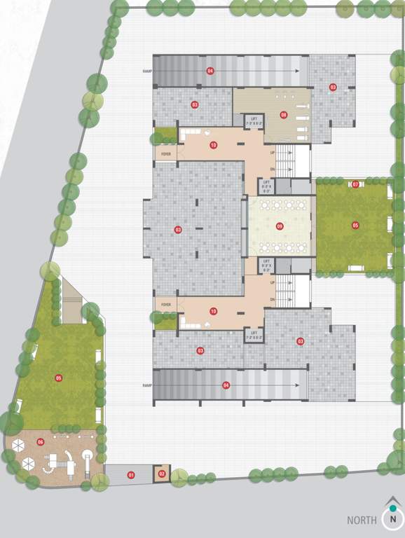  paramount Block A+B Ground Floor Cluster Plan