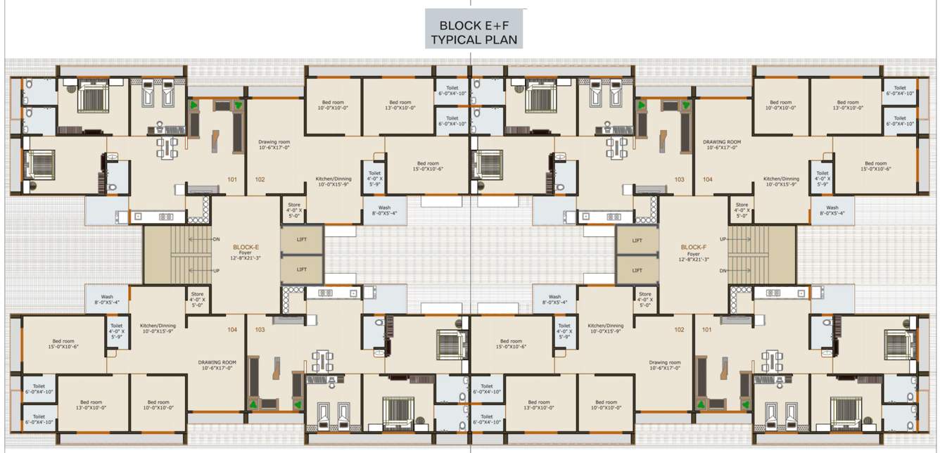  paras residency Block E And Block F Cluster Plan for 1st Floor