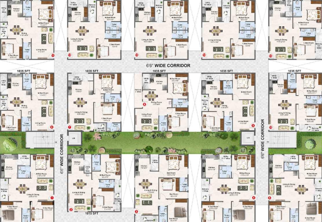 avl garudadri AVL Garudadri Cluster Plan from 1st to 5th Floor
