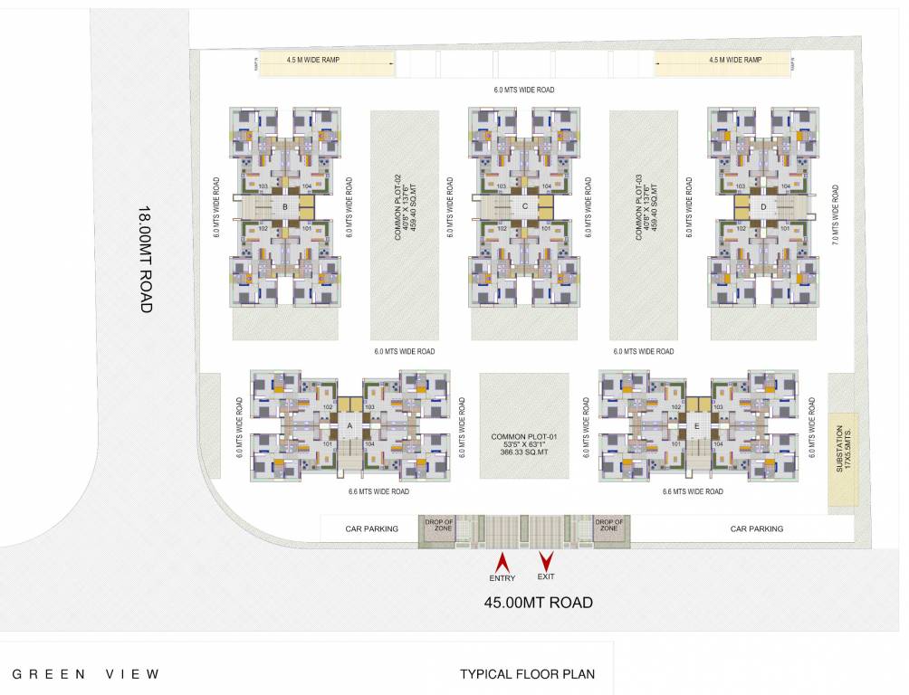 green view Block A, Block B , Block C, Block D, Block E Cluster Plan from 1st to 13th Floor