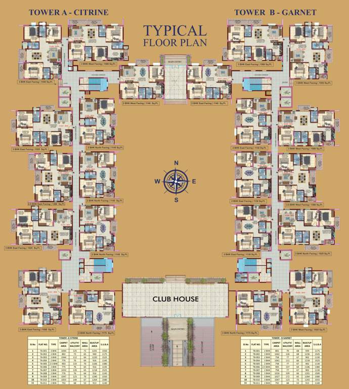  sunshine Cluster Plan for Typical Floor