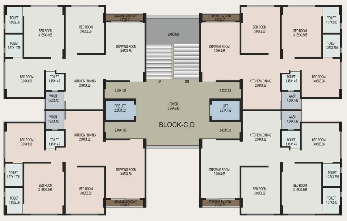  swastik rise C And D Typical Cluster Plan From 1st To 10th Floor Except 5th And 8th Floor