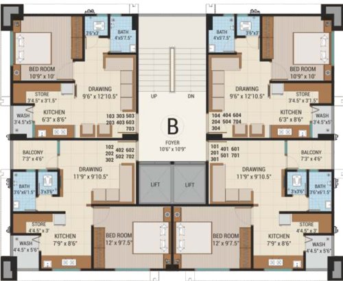  astha-unnati Block B Cluster Plan from 1st to 8th Floor