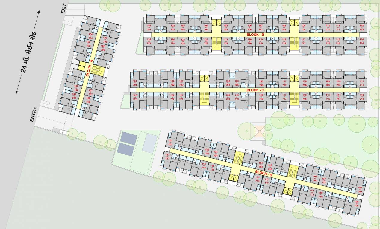  adarsh homes A, B, C, D Typical Cluster Plan