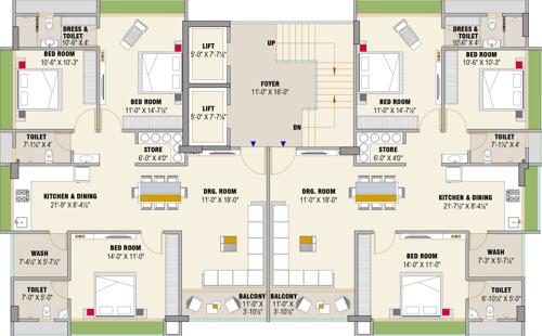 kashyap-apartment-vibhag-1 Kashyap Apartment Vibhag 1 Cluster Plan from 2nd to 7th Floor