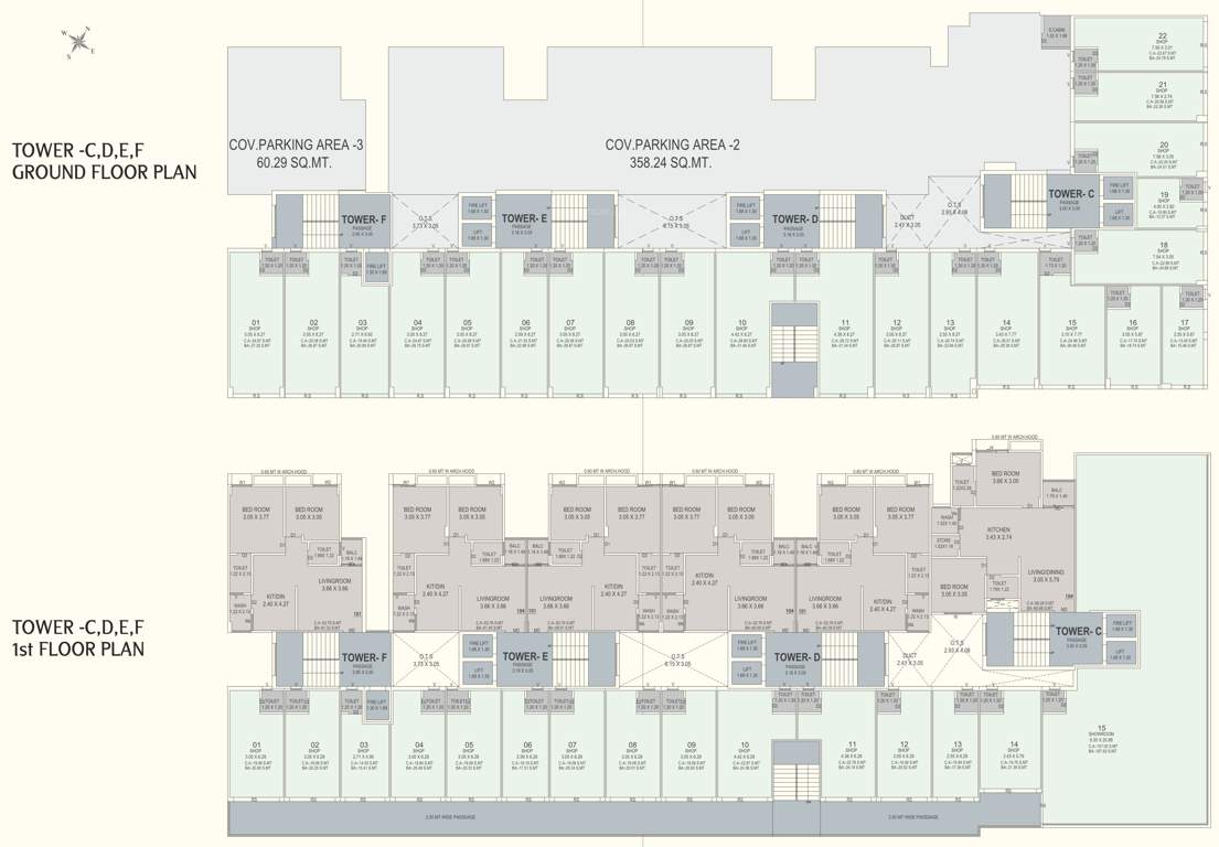  shantam highland C, D, E, F Cluster Plan For Gound And First Floor