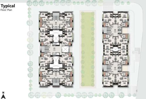  homes Block A, Block B, Block C, Block D And Block E  Cluster Plan from 2nd to 9th Floor