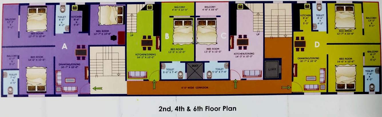  apartment Vinayak Apartment Cluster Plan from 2nd, 4rth And  6th Floor