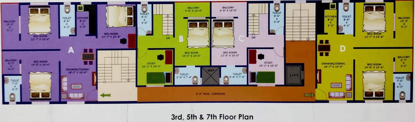  apartment Vinayak Apartment Cluster Plan from 3rd, 5th And  7th Floor