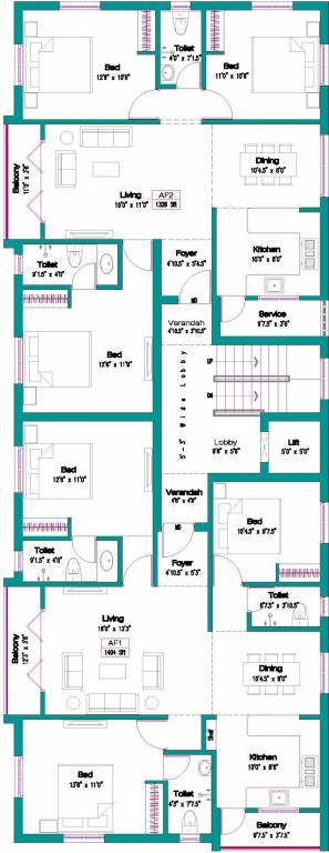  mc joel flats MC Joel Flats Cluster Plan For Typical Floor