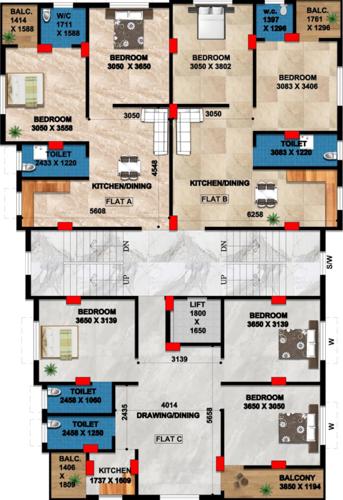  shristi-mansion Shristi Mansion Cluster Plan from 1st to 7th Floor