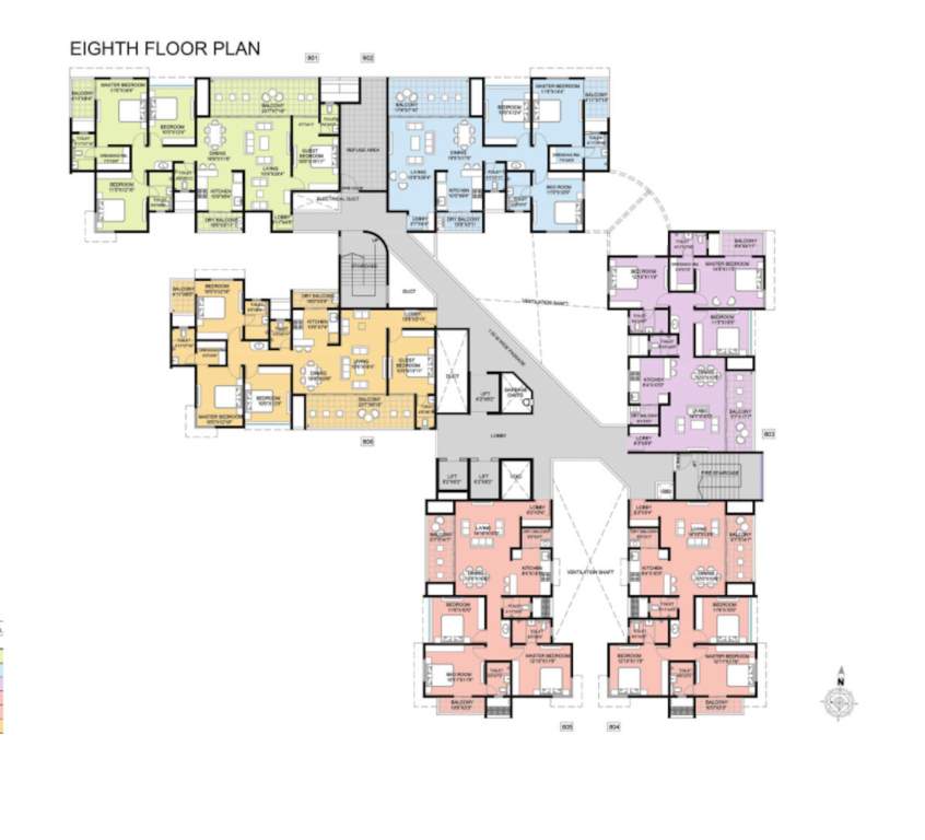 omega paradise n wing 57 mid town Omega Paradise N Wing 57 Mid Town Cluster Plan for 8th Floor