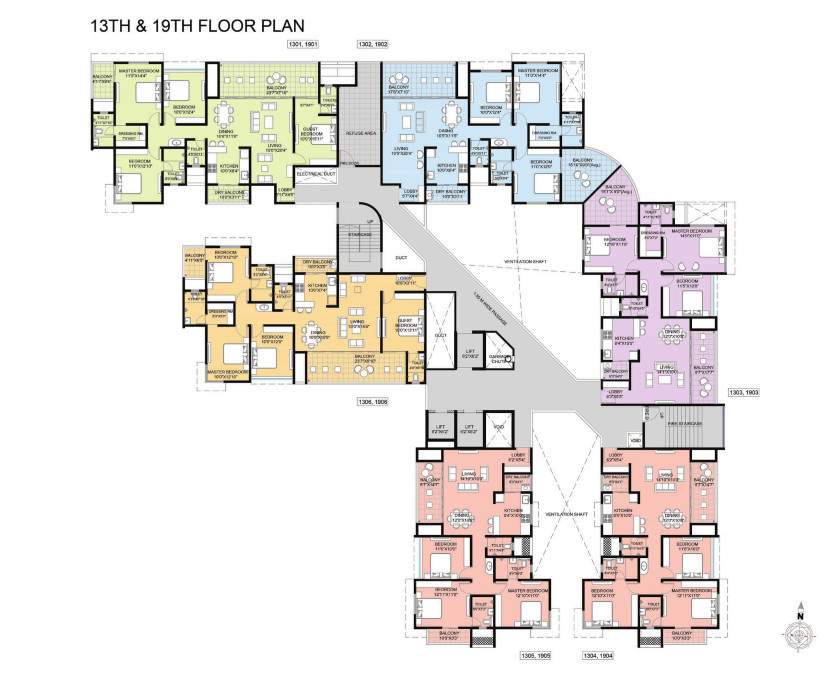  omega paradise n wing 57 mid town Omega Paradise N Wing 57 Mid Town Cluster Plan from 13th to 19th Floor