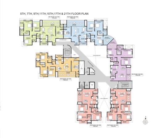 omega-paradise-n-wing-57-mid-town Omega Paradise N Wing 57 Mid Town Cluster Plan from 5th to 21th Floor