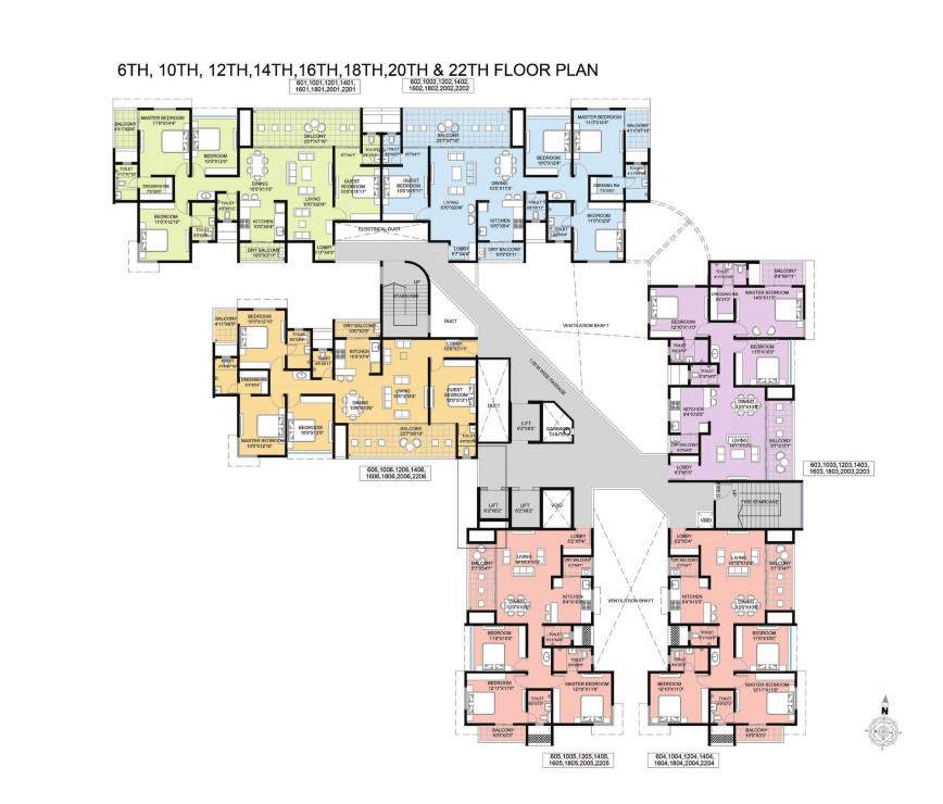  omega paradise n wing 57 mid town Omega Paradise N Wing 57 Mid Town Cluster Plan from 6th to 22th Floor