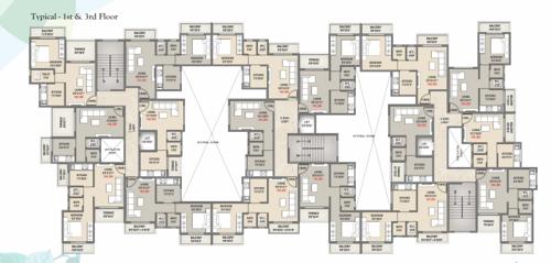  greens Building 4 Cluster Plan from 1st to 3rd Floor