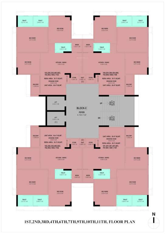  arastu Block C Cluster Plan For 1st, 2nd, 3rd, 4th, 6th, 7th, 9th, 10th, 11th Floor