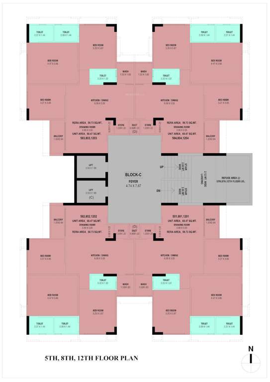  arastu Block C Cluster Plan For 5th, 8th, And 12th Floor