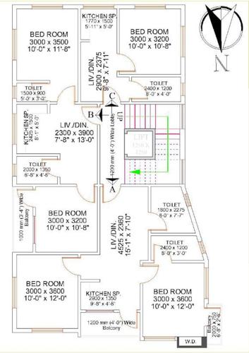  ganapati-apartment Ganapati Apartment Cluster Plan For Typical Floor