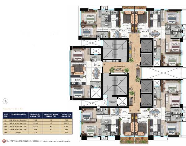  shreeji-skyrise-tower Sky Rise Tower Typical Lower Cluster Plan