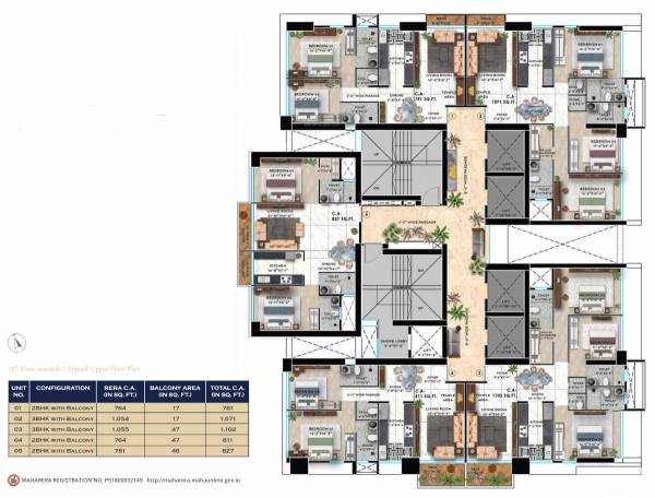  shreeji-skyrise-tower Sky Rise Tower Typical Upper Cluster Plan