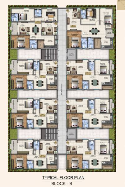  shoolin-city Block B Cluster Plan For Typical Floor